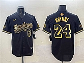 Men's Los Angeles Dodgers Front #8 Back #24 Kobe Bryant Black Gold Stitched Jersey,baseball caps,new era cap wholesale,wholesale hats